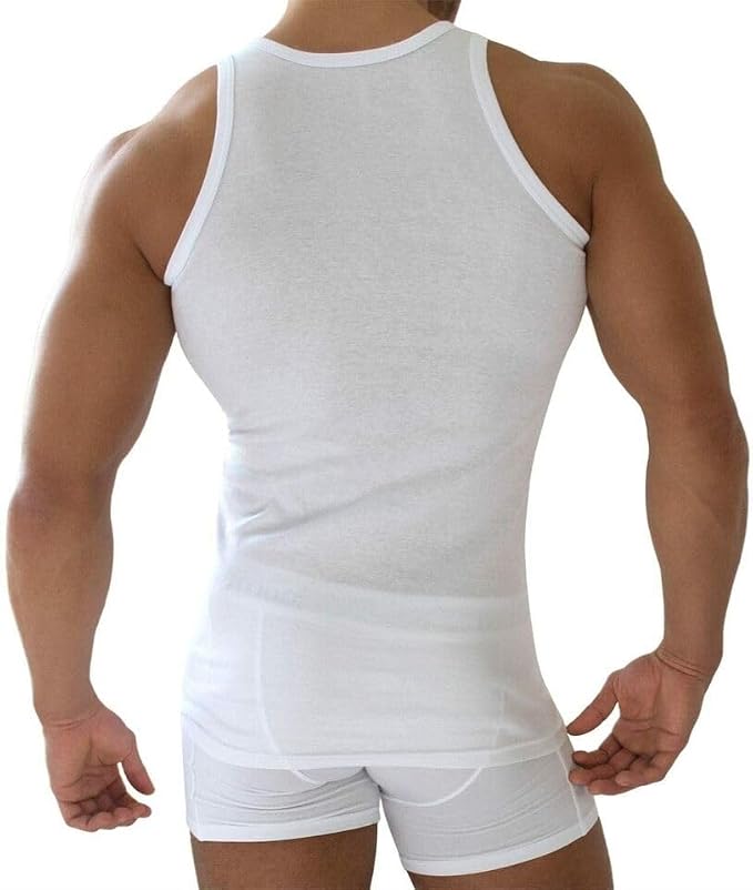 Mens White Vest Single Jersey Cotton Tops 3/6/9/12 Pack