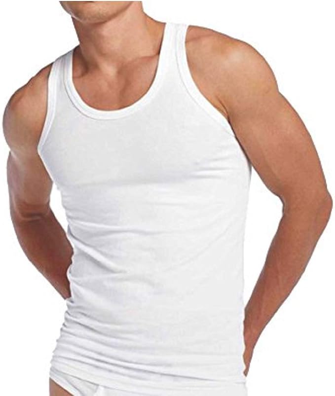 Mens interlock Vest Sleeveless Top Cotton Fabric 3/6/9/12 Pack