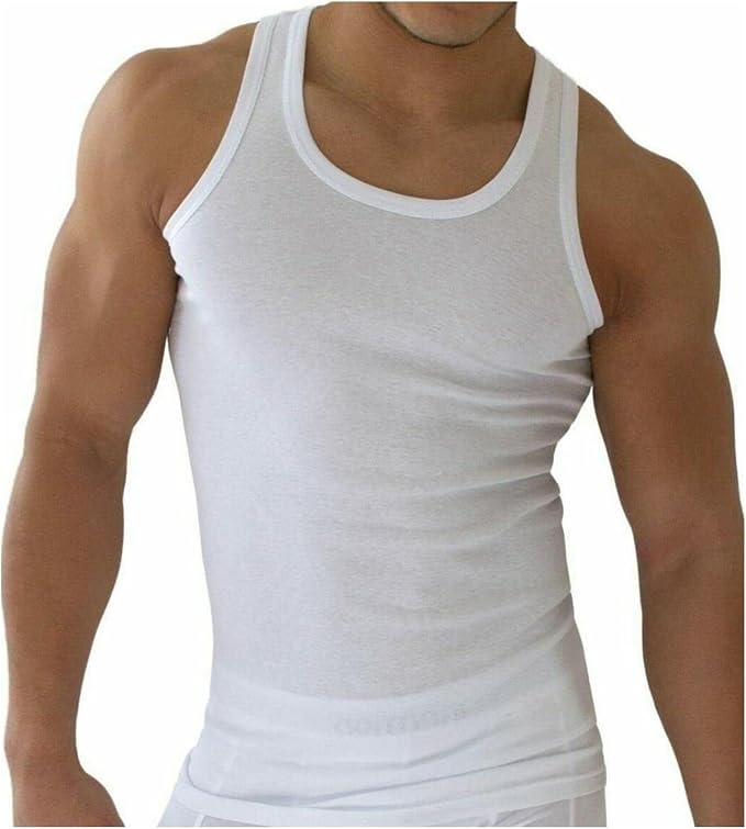 Mens White Vest Single Jersey Cotton Tops 3/6/9/12 Pack