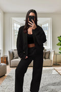 Bomber Oversized Fleece Zipper and Wide Leg Tracksuit